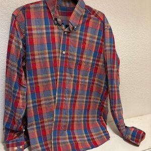 Men's Plaid Shirt - Red and Blue